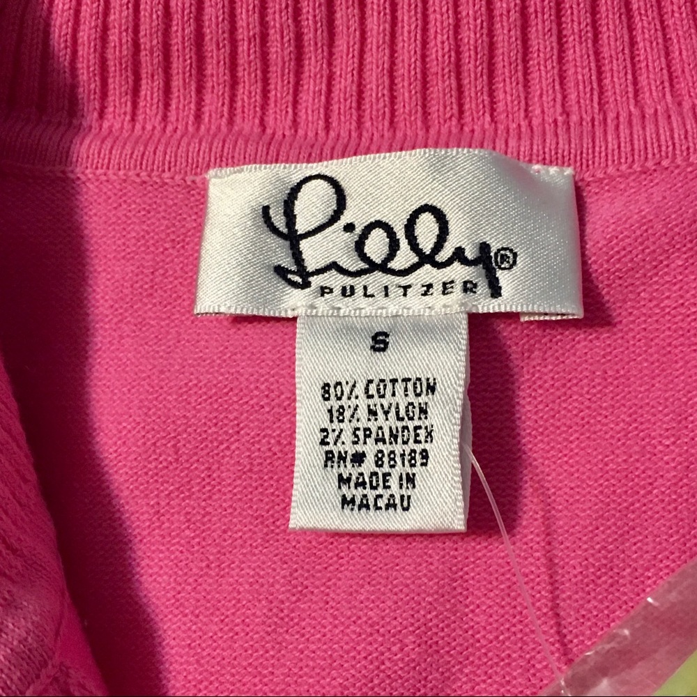 NEW Lilly Pulitzer Pink Polo Style Knit Sweater S/S S Vintage - Picture 5 of 6